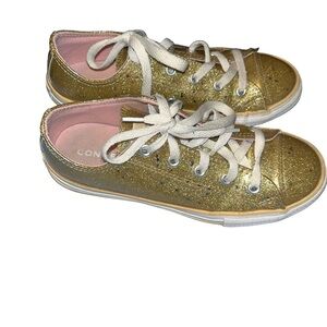 KIDS girls converse all star gold stars galaxy glitter sneakers youth size 3 3Y